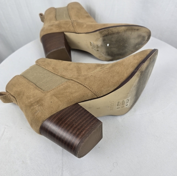 J.Crew Tan Suede Ankle Heeled Boots Sz 9 - Picture 8 of 10